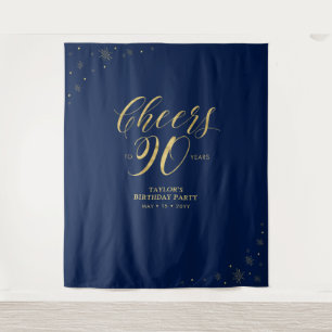 Tenture Salutations à 90 ans, Gold & Navy 90 Anniversaire