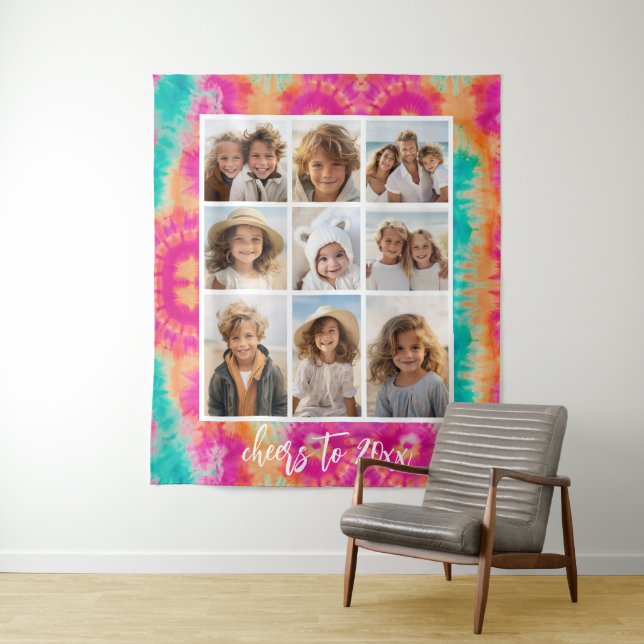 Tenture Salutations au Nouvel An Cravate-Dye Turquoise les (En situation)