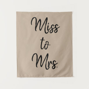 Tenture Sand Khaki Black Miss à Mme Banner Fête des mariée