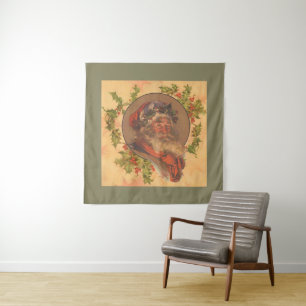 Tenture Santa Claus Noël Portrait Vintage