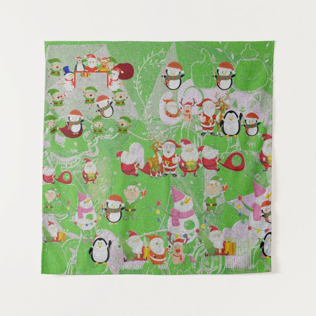 Tenture Santa Magical Green New Year  (Devant)
