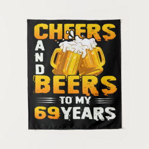 Tenture Santé et bières pour mes 69 ans Cadeau d'anniversa