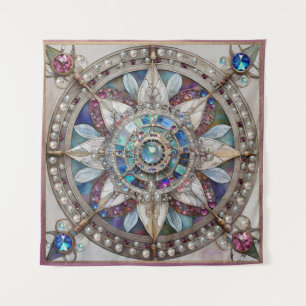 Tenture Saphirs roses et bleus Diamants Perles Mandala