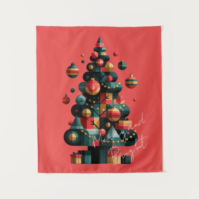 Tenture Sapin de Noël géométrique (Devant)
