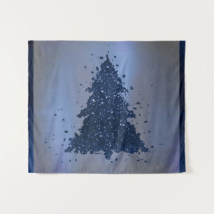 Tenture Sapin de Noël lunatique Éclaboussure de bleu mar