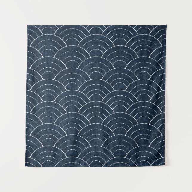 Tenture Sashiko seamless indigo dye pattern with tradition (Devant)