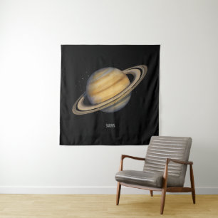 Tenture Saturne artistique avec anneaux vibrants