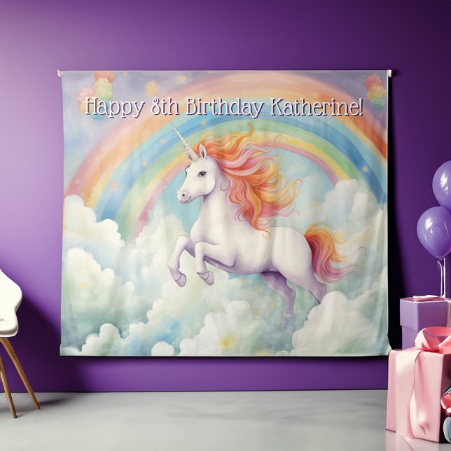 Tenture Sauter Unicorne Arc-en-ciel Filles Anniversaire (rainbow unicorn girls birthday party backdrop for photo booth)