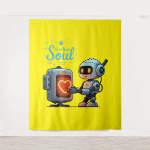 Tenture Sauvez votre âme mignonne Robot Holt Coeur - Futur
