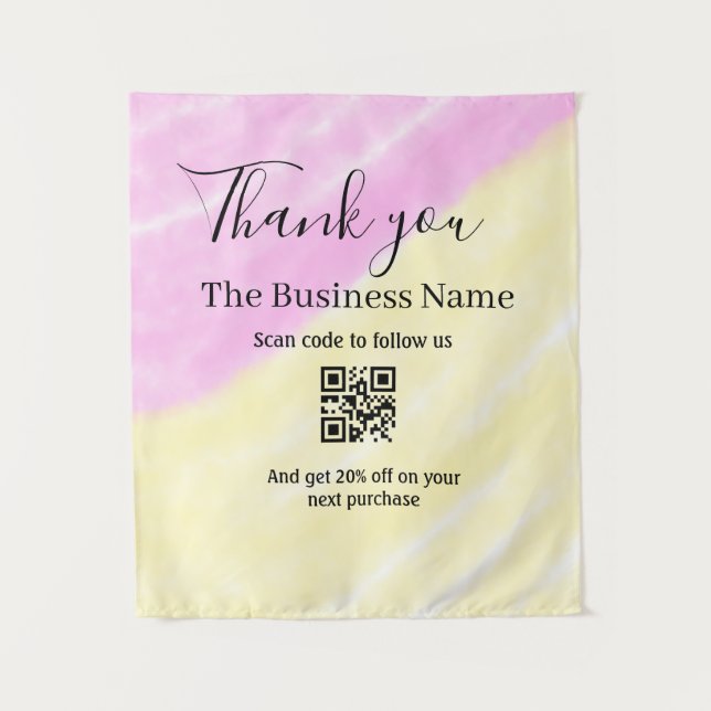 Tenture Scannez le QR pour nous suivre merci code de réduc (Devant)
