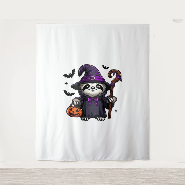 Tenture Scary Halloween Sloth Witch Costume Casquette Mer  (Devant)