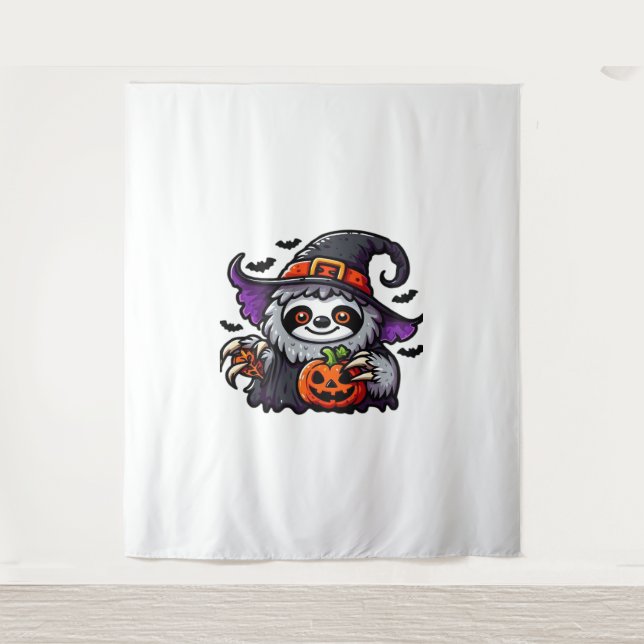 Tenture Scary Halloween Sloth Witch Costume Casquette Mer  (Devant)