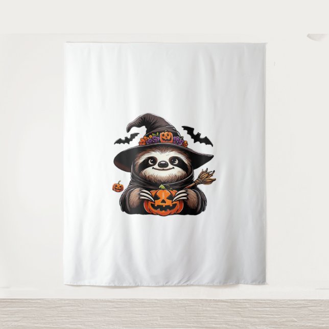 Tenture Scary Halloween Sloth Witch Costume Casquette Mer  (Devant)