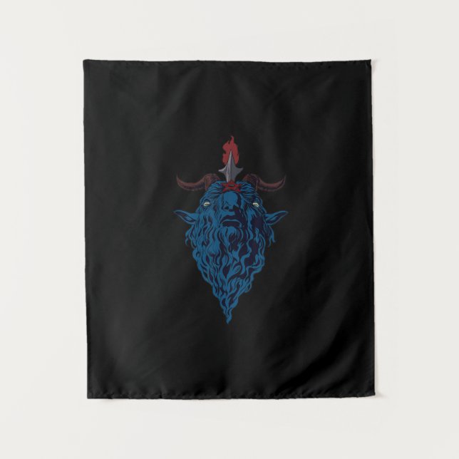 Tenture Sceau de Baphomet Bouc de Mendès Satan Gothique So (Devant)