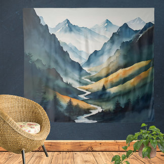 Tenture Scène Blue Tan Mountain