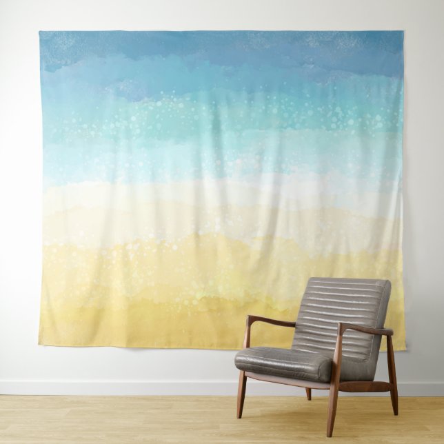 Tenture Scène de plage et d'océan peinte à l'aquarelle (En situation (horizontale))