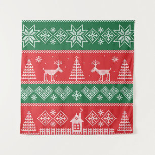 Tenture Scène d'hiver : vintage motif sans soudure