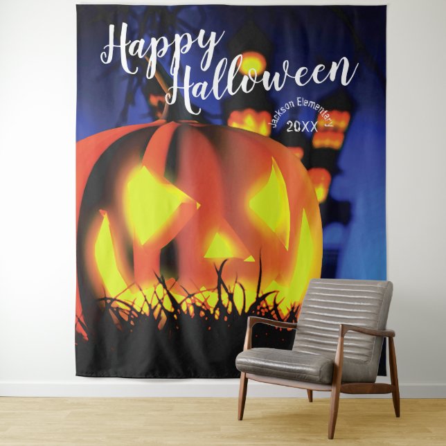 Tenture Scène effrayante de Halloween joyeux | Décor de fê (En situation)