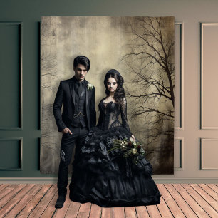 Tenture Scènes gothiques Moody Cream et Noir Forêt foncée