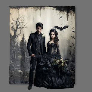 Tenture Scènes gothiques Moody Hauné Mansion Cream & Black