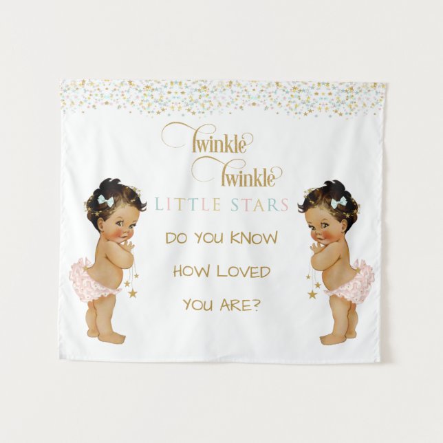 Tenture Scintille Petite Étoile Bébé Filles Jumelles Ethni (Devant (Horizontal))