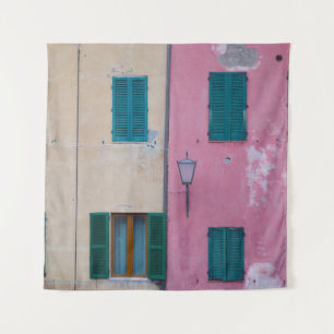 TENTURE SCONCE EXTÉRIEURE NOIRE SUR MUR PEINT ROSE
