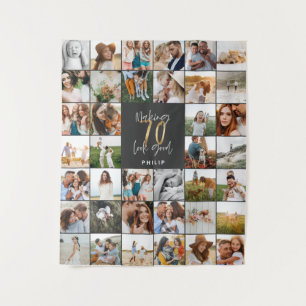 Tenture Script multi-photo moderne pour 70 ans 