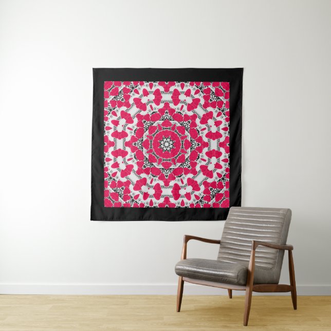 Tenture Seamless abstract mandala hearts bright round orna (En situation (horizontale))