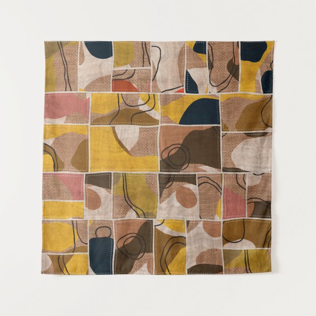Tenture Seamless patchwork collage mix quilt pattern print (Devant)