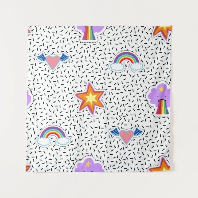 Tenture Seamless pattern background with patch cartoon sta (Devant)