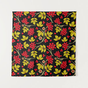 Tenture  seamless pattern of flowers and berries. Russian 