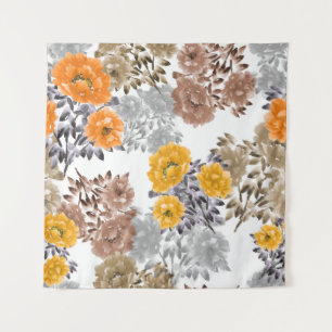 Tenture Seamless pattern of orange, yellow, beige flowers 