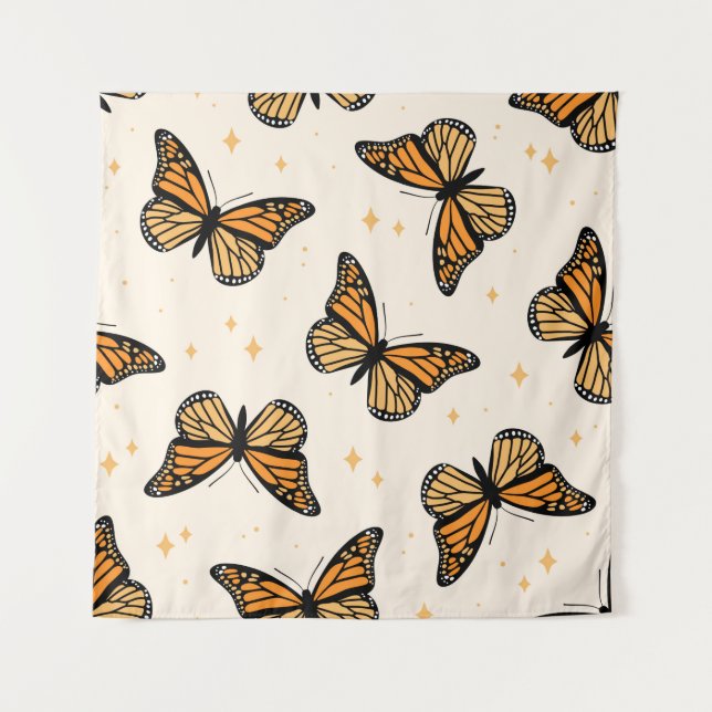 Tenture Seamless pattern with monarch butterflies. Contemp (Devant)