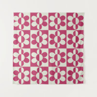 Seamless retro groovy design with vintage daisy fl