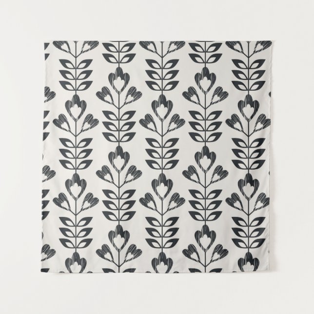 Tenture seamless retro pattern with abstract flowers and l (Devant)