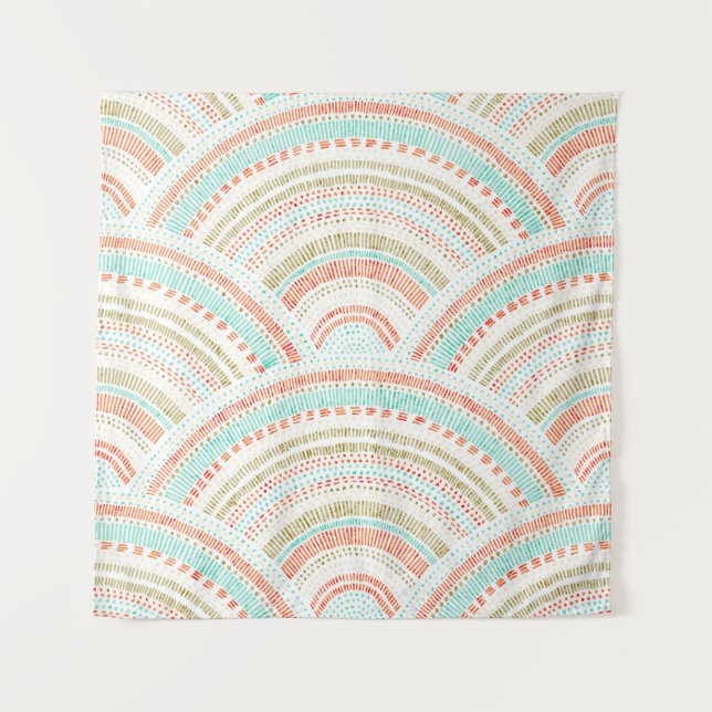 Tenture Seigaiha Waves : Motif Vintage Wavy (Devant)