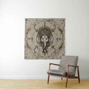 Tenture Seigneur Ganesha - couleur sur la toile