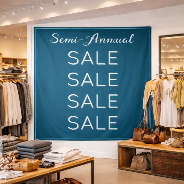 Tenture Semi Annual Sale Retail Banner Custom Blue Mall  (Créateur téléchargé)