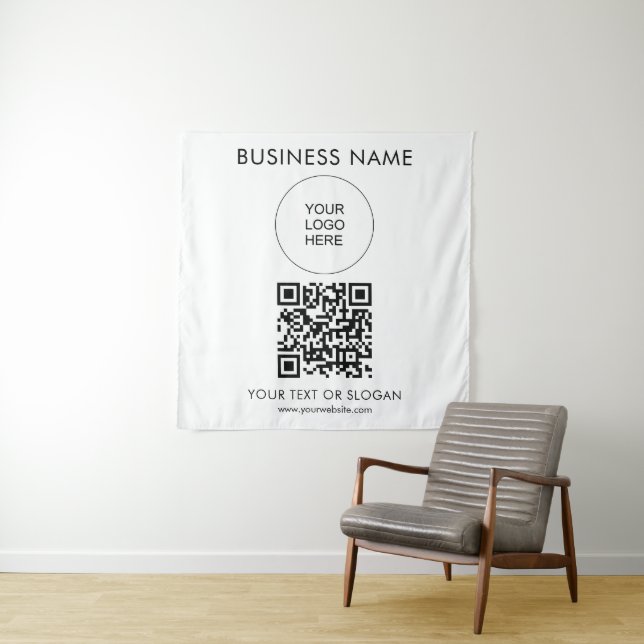 Tenture Séminaire d'événements Logo du parti Texte Code QR (En situation)