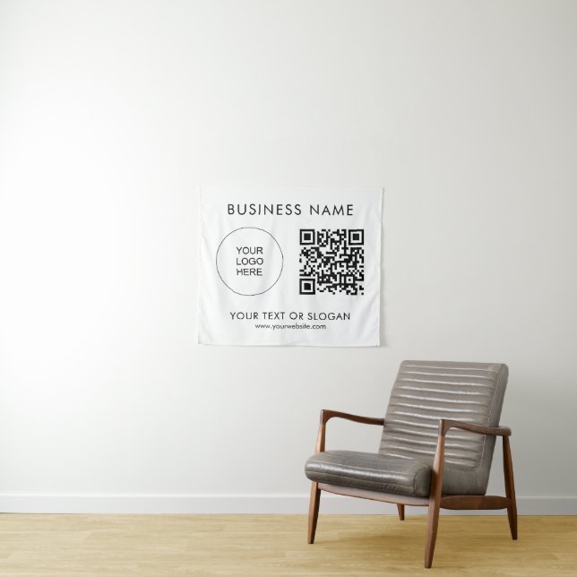 Tenture Séminaire Partie Événement Code QR Logo Texte Arri (En situation (horizontale))
