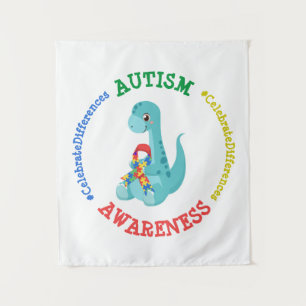Tenture Sensibilisation sur l'autisme Dinosaures