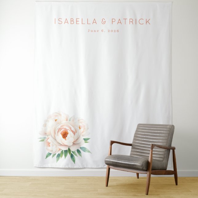Tenture Serene Pastel Watercolor Peonies (En situation)