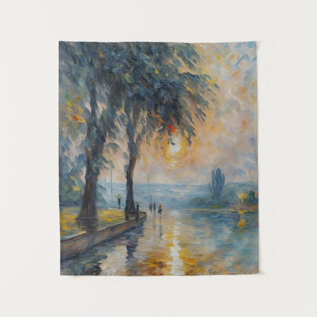 Tenture Serene Sunset by Water Impressionist Paysage Art (Devant)