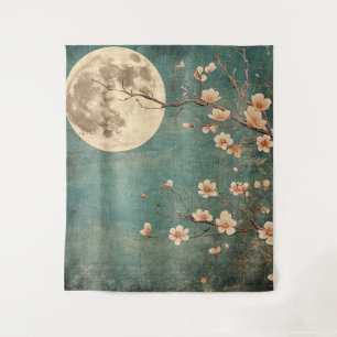 Tenture Sérénité de la fleur de cerisier sur la Lune