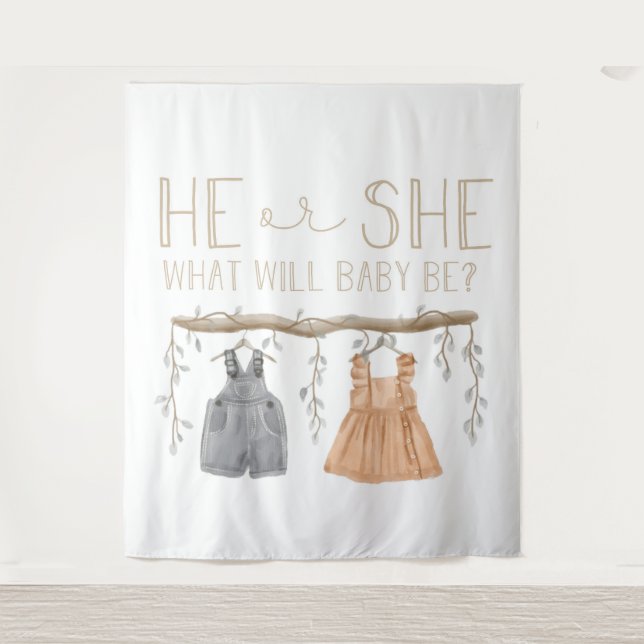 Tenture Serviette en papier, Il ou Elle, Baby shower,  (Devant)