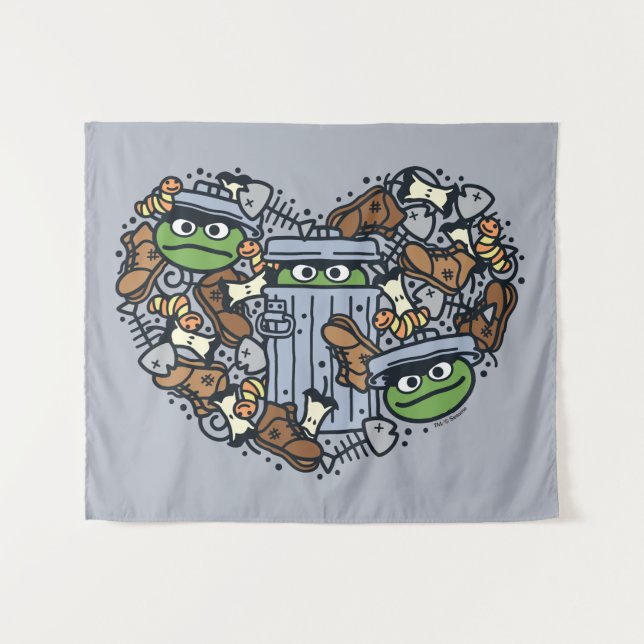 Tenture Sésame Sésame | Oscar the Grouch Doodle Heart (Devant (Horizontal))