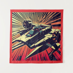 Tenture SF - Anime Starfighter Woodcut 1