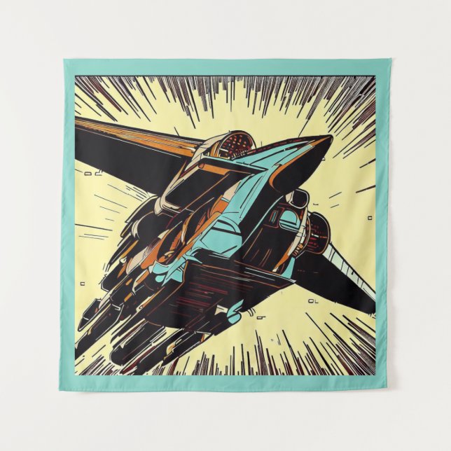 Tenture SF - Anime Starfighter Woodcut 3 (Devant)