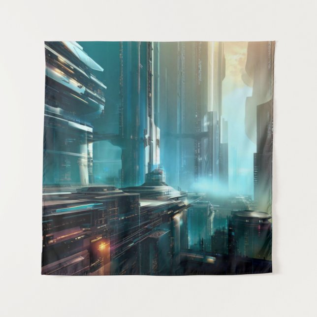 Tenture SF Futuristic City 3 (Devant)