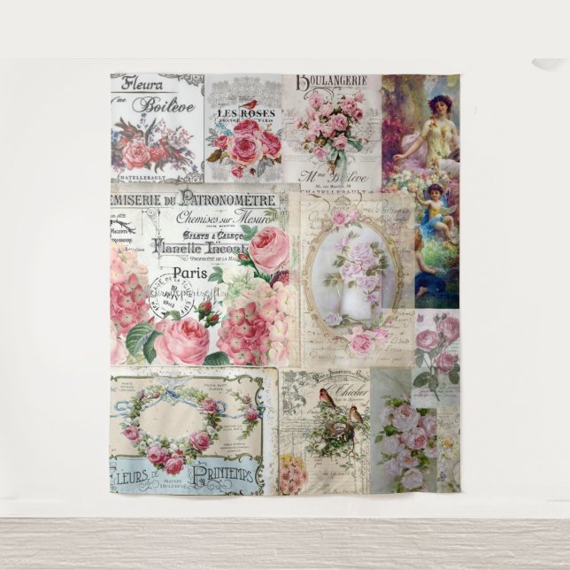 Tenture Shabby collage chic, pays victorien, découpage, b (Devant)